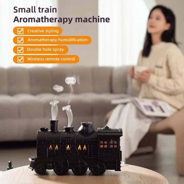 Train-Shaped Ultrasonic Aromatherapy Diffuser with LED & Smoke Rings